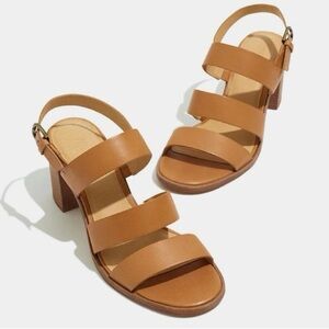 $148 MADEWELL “Abbi” Tan Caramel Block Heel Leather Strappy Sandals Size 6